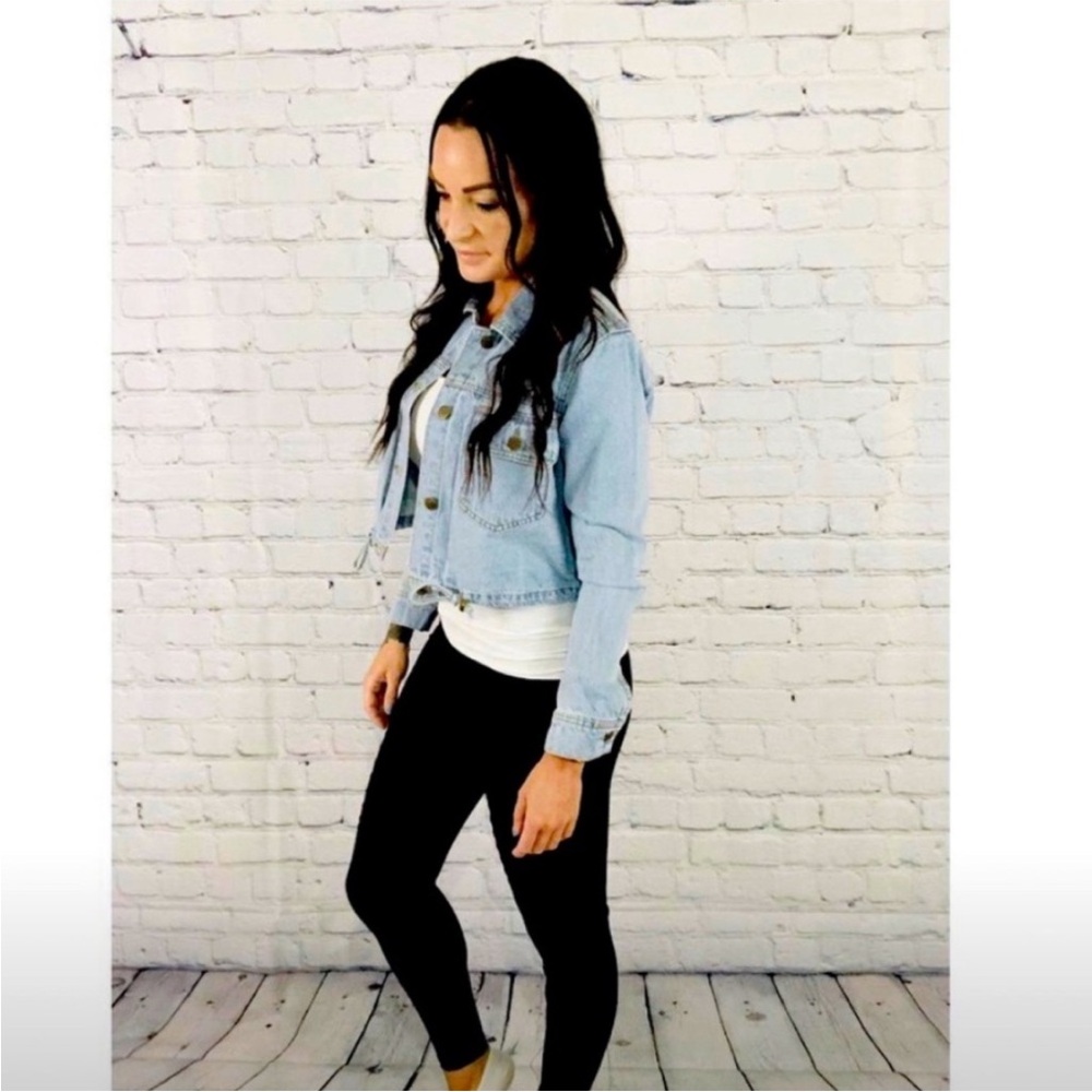 Denim Jacket with Black Leggings